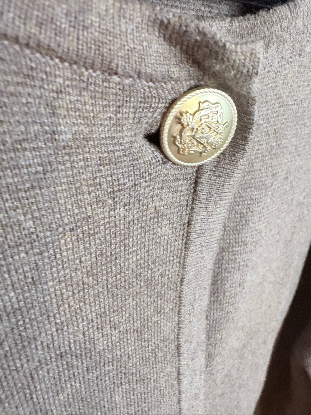 J.Crew | Long Giselle Sweater Blazer Gold Crest Buttons | L Mocha Brown - Picture 5 of 11